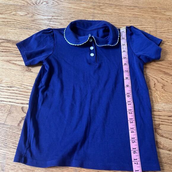 Classic Prep Girl's Pima Cotton Button Collared Navy Polo - 10 - Picture 6 of 6